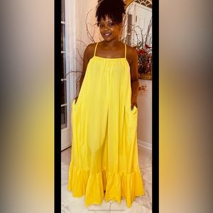 Yellow boho maxi sundress - Multiple sizes available (M, L, XL)